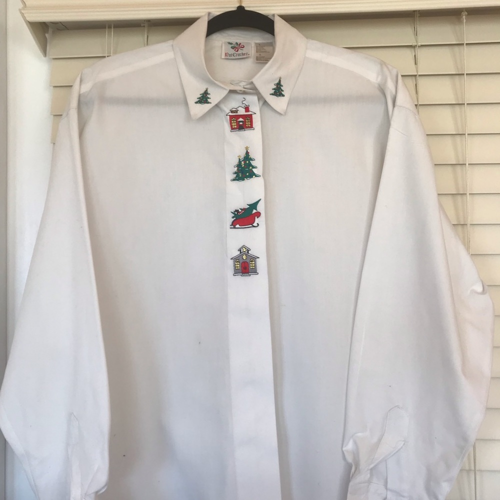 Vntg Nutcracker Christmas Button Down Size L - image 2